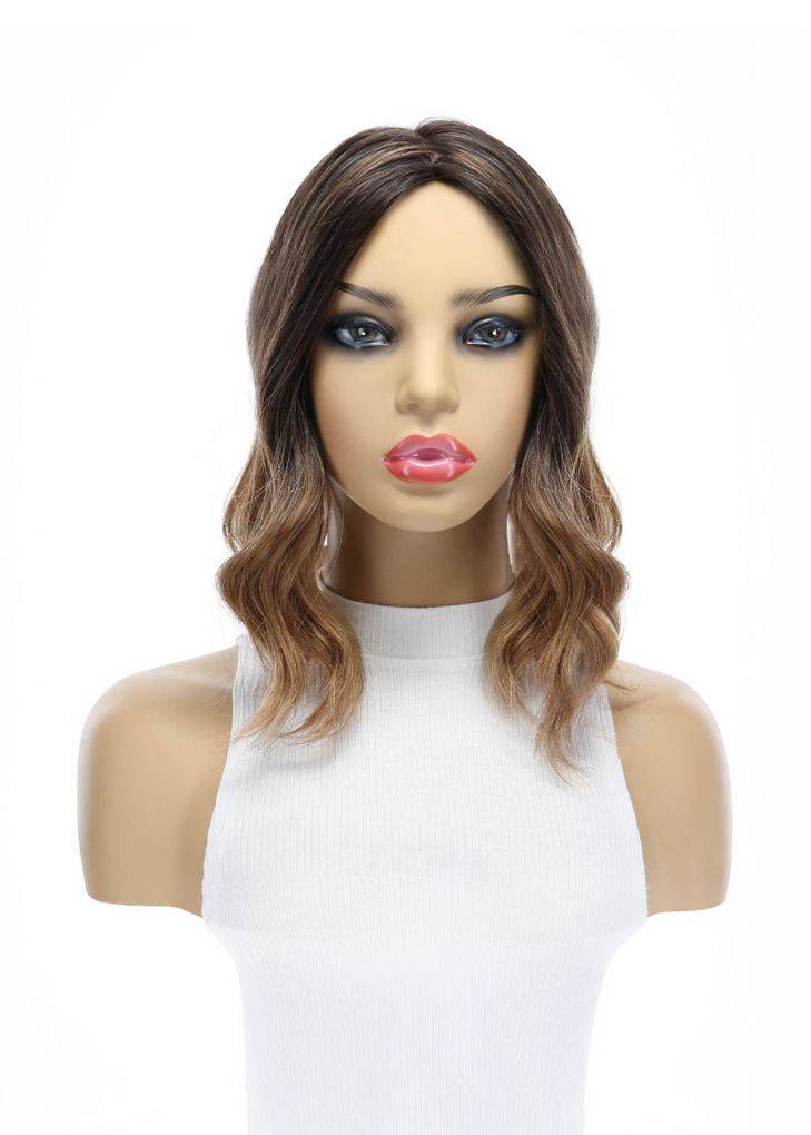 14" Emerald Silk Top Topper Medium Brown Ombre
