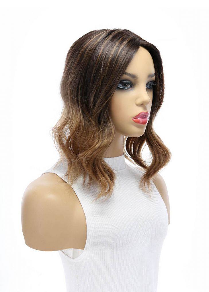 14" Emerald Silk Top Topper Medium Brown Ombre