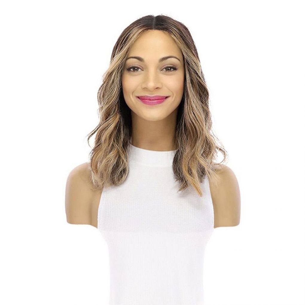 16" Divine Luxe Lace Top Wig #Dark Brown w/ Honey Balayage & Face Framing Wavy