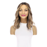 16" Divine Luxe Lace Top Wig #Dark Brown w/ Honey Balayage & Face Framing Wavy