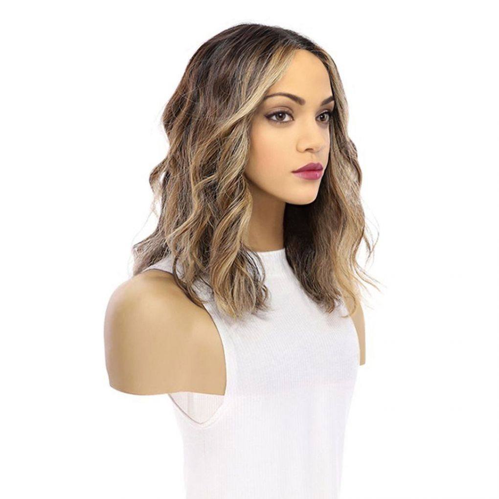 16" Divine Luxe Lace Top Wig #Dark Brown w/ Honey Balayage & Face Framing Wavy
