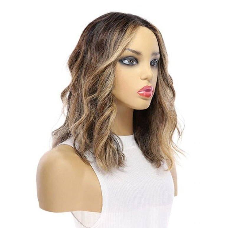 16" Divine Luxe Lace Top Wig #Dark Brown w/ Honey Balayage & Face Framing Wavy