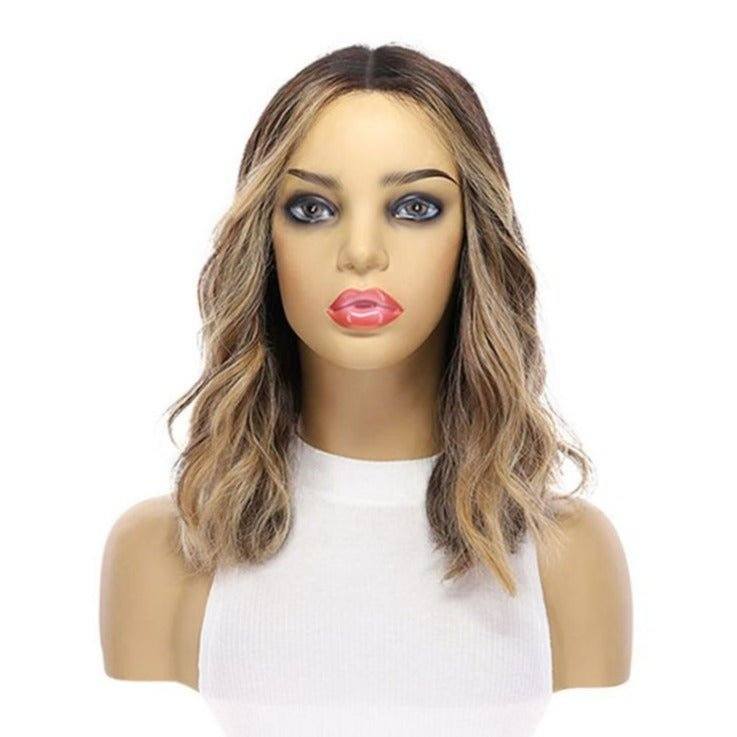 16" Divine Luxe Lace Top Wig #Dark Brown w/ Honey Balayage & Face Framing Wavy