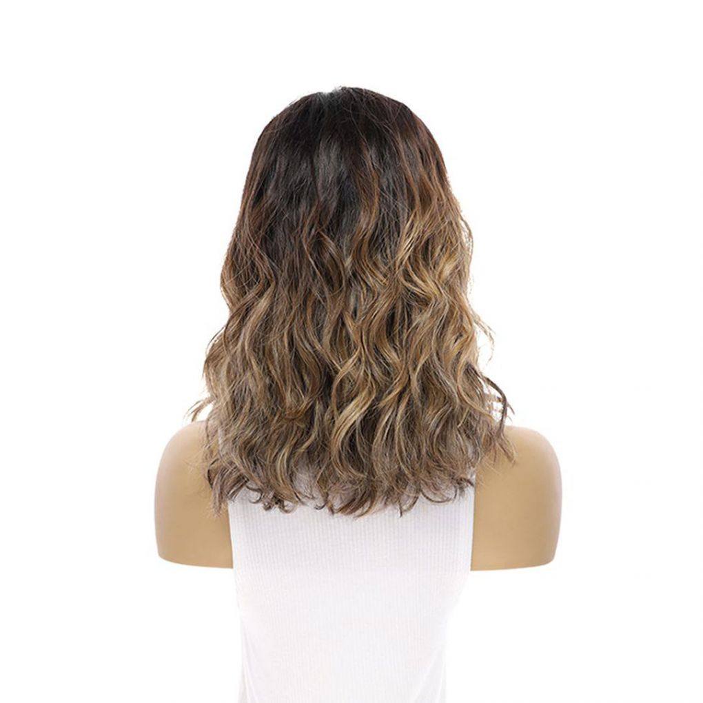 16" Divine Luxe Lace Top Wig #Dark Brown w/ Honey Balayage & Face Framing Wavy