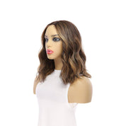 16" Divine Lace Top Wig Dark Brown Balayage w/ Money Pieces Wavy