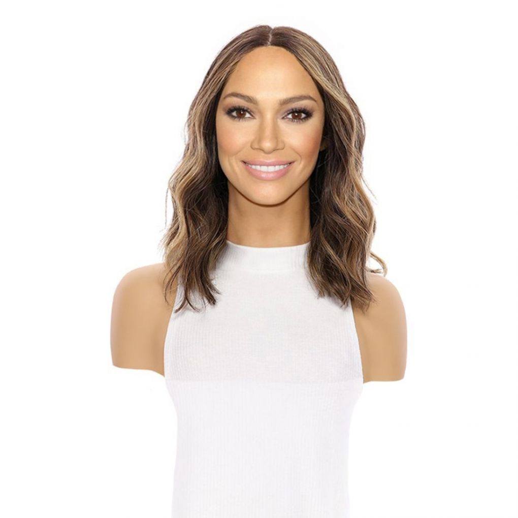 16" Divine Lace Top Wig Dark Brown Balayage w/ Money Pieces Wavy
