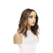 16" Divine Lace Top Wig Dark Brown Balayage w/ Money Pieces Wavy
