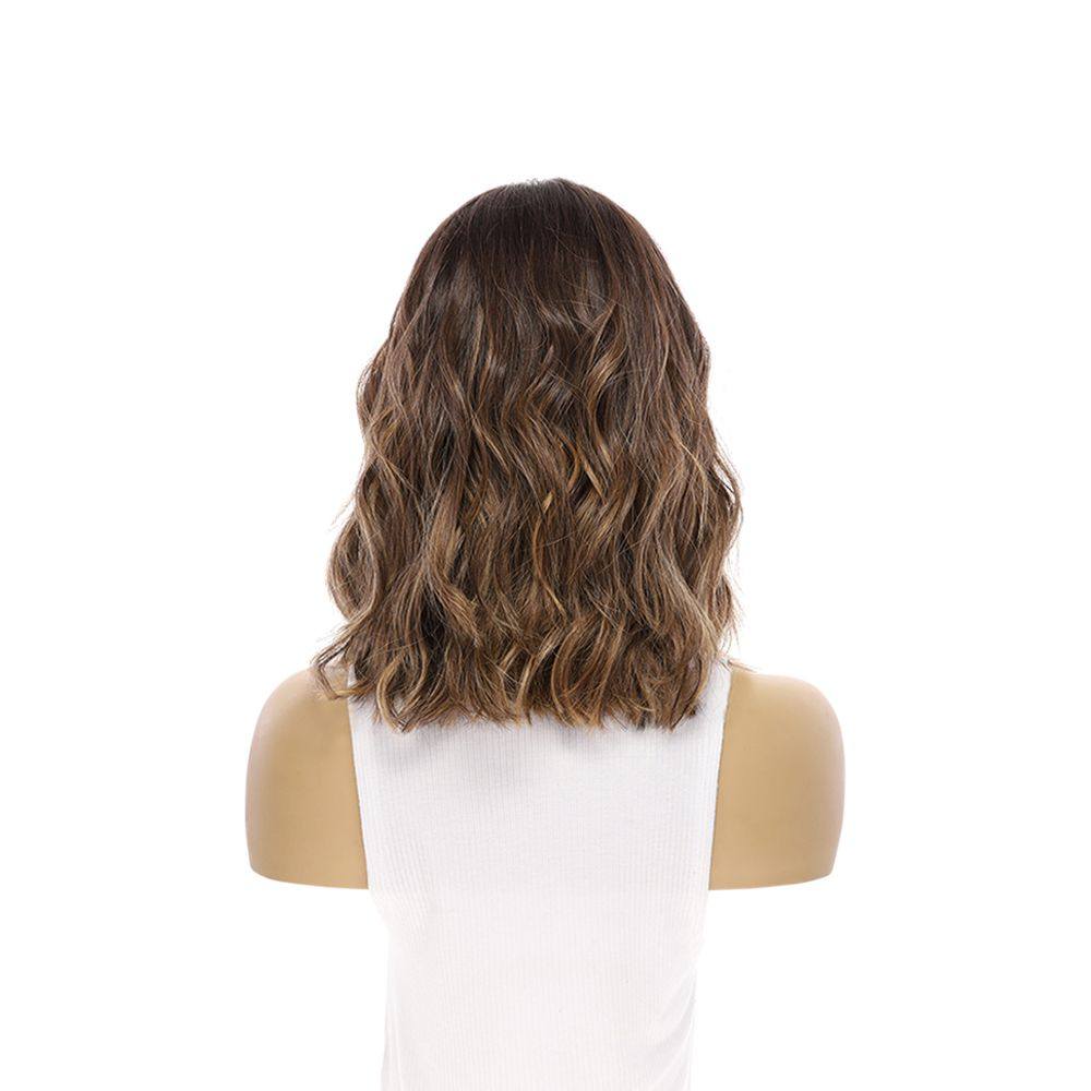 16" Divine Lace Top Wig Dark Brown Balayage w/ Money Pieces Wavy