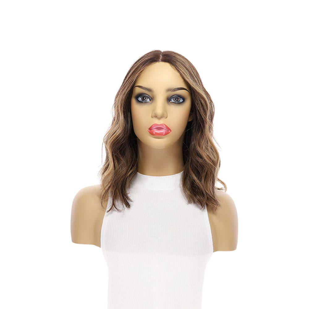 16" Divine Lace Top Wig Dark Brown Balayage w/ Money Pieces Wavy