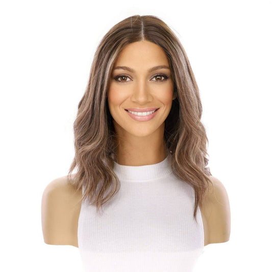 16" Divine Lace Top Wig Medium Brown w/ Highlights