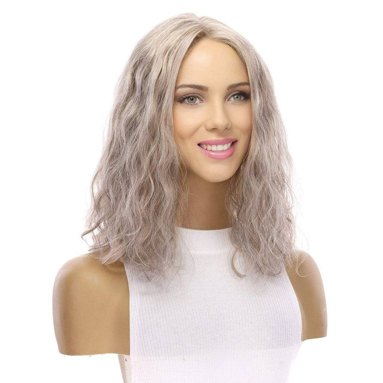 16" Divine Lace Top Topper Champagne Grey Wavy