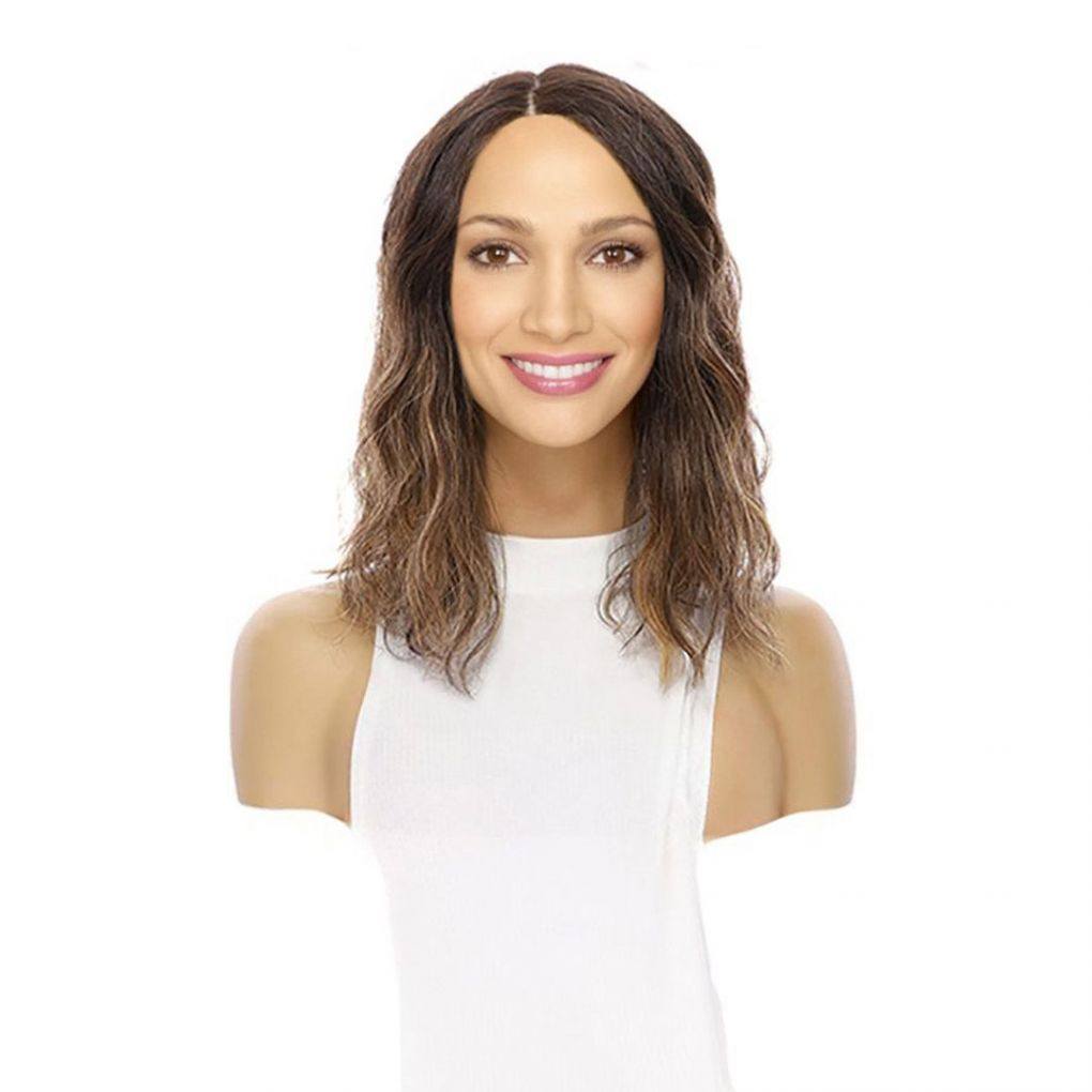16" Divine Lace Top Topper Dark Brown Balayage Wavy