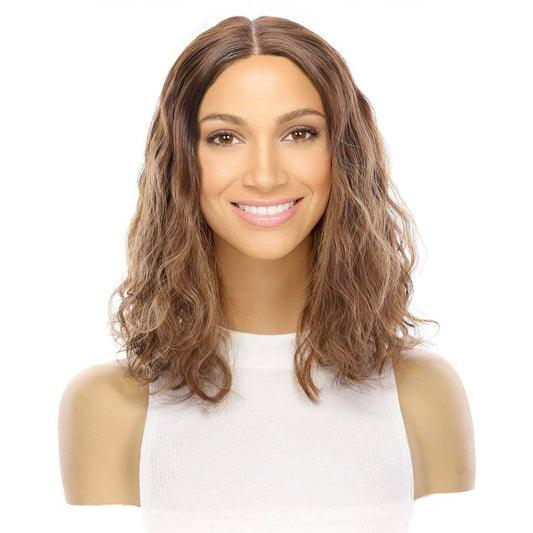 16" Divine Lace Top Topper Medium Brown Balayage Wavy