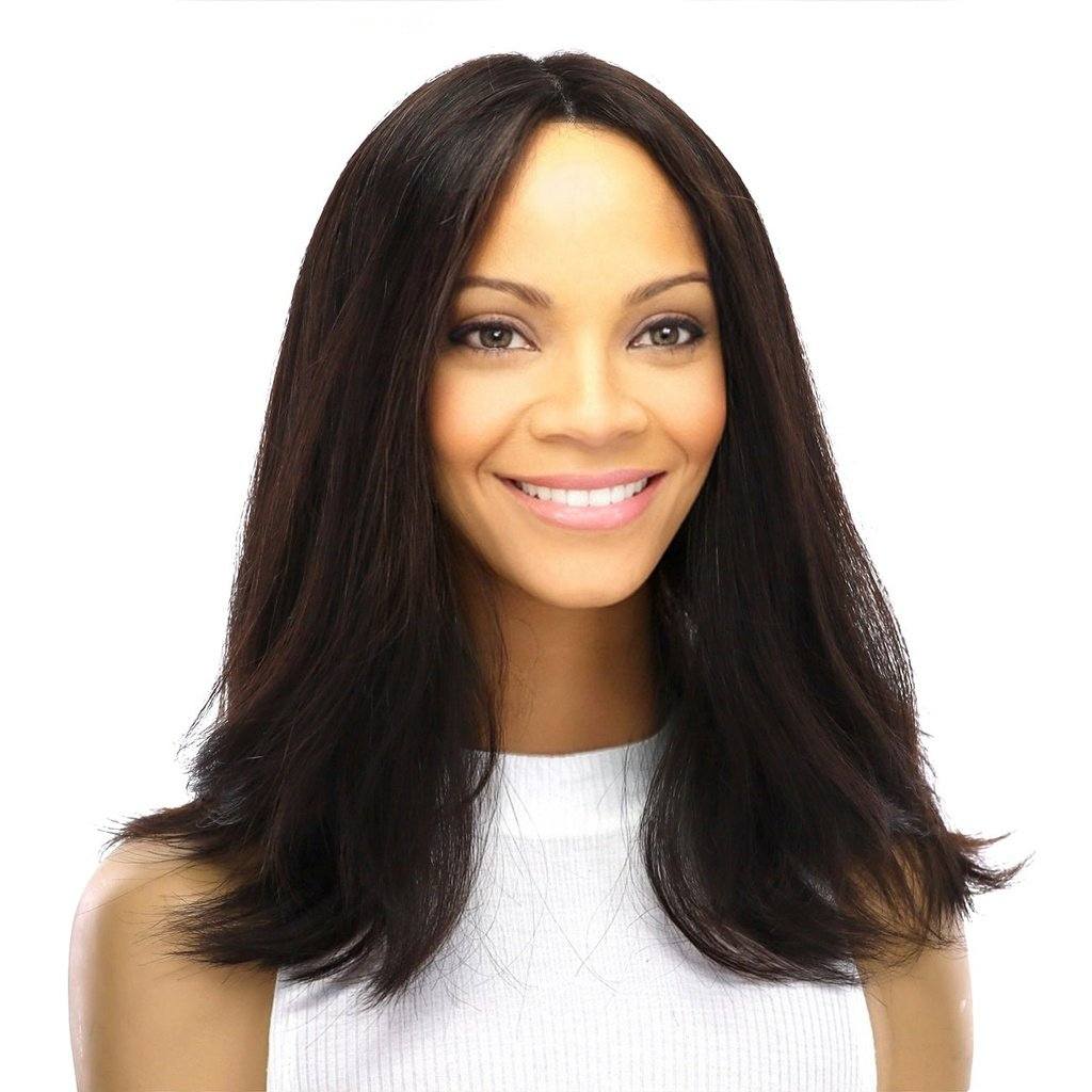 16" Ponytail Silk Part Wig Soft Black