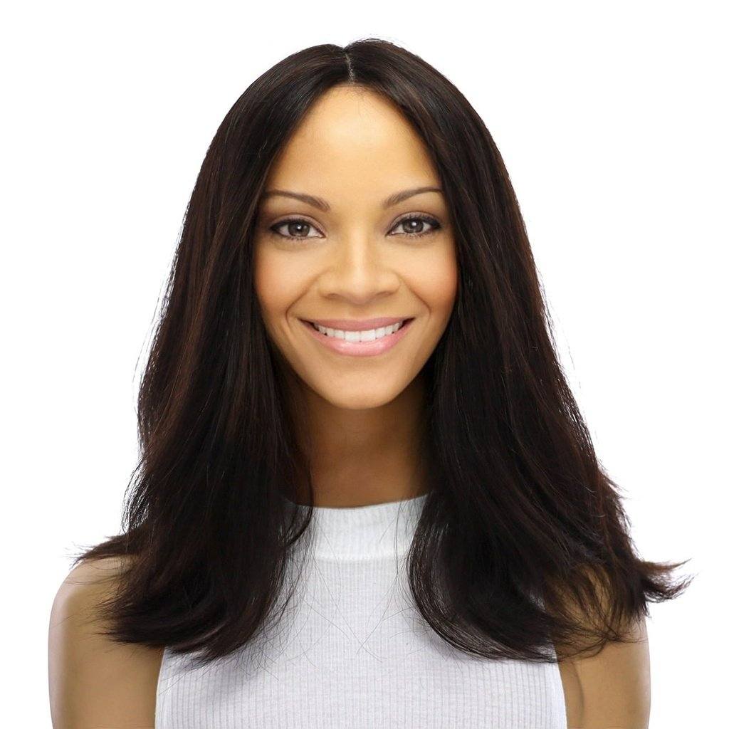 16" Ponytail Silk Part Wig Soft Black