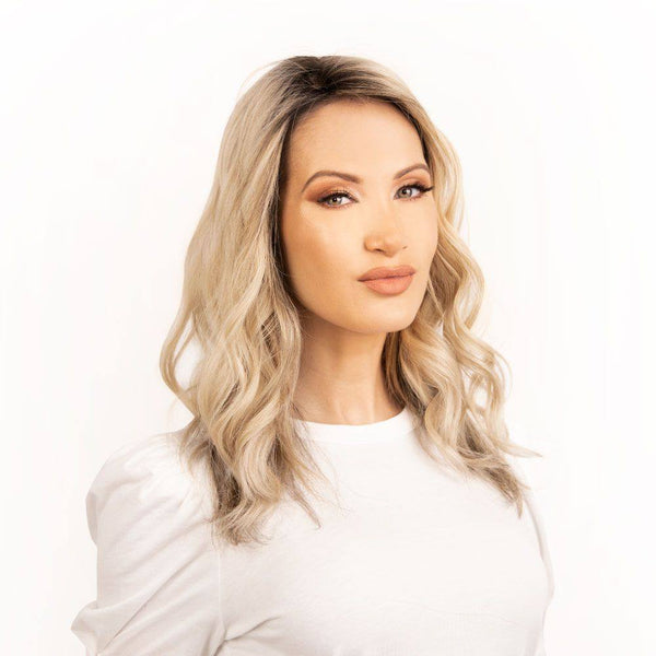 18" Topaz Lace Top Topper Platinum Blonde w/ Partial Rooting