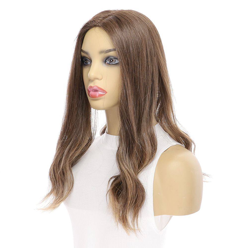 18" Emerald Silk Top Topper Medium Brown Balayage
