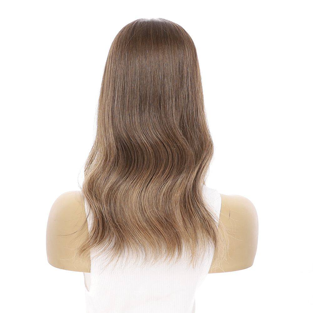 18" Emerald Silk Top Topper Medium Brown Balayage