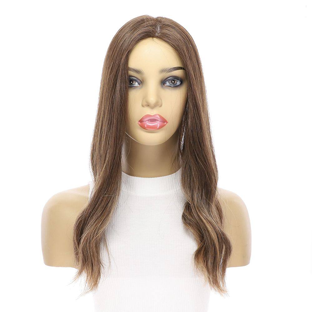 18" Emerald Silk Top Topper Medium Brown Balayage