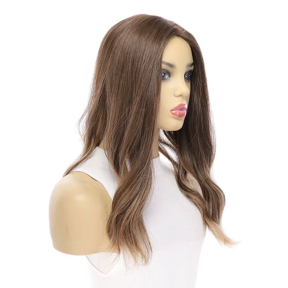 18" Emerald Silk Top Topper Medium Brown Balayage