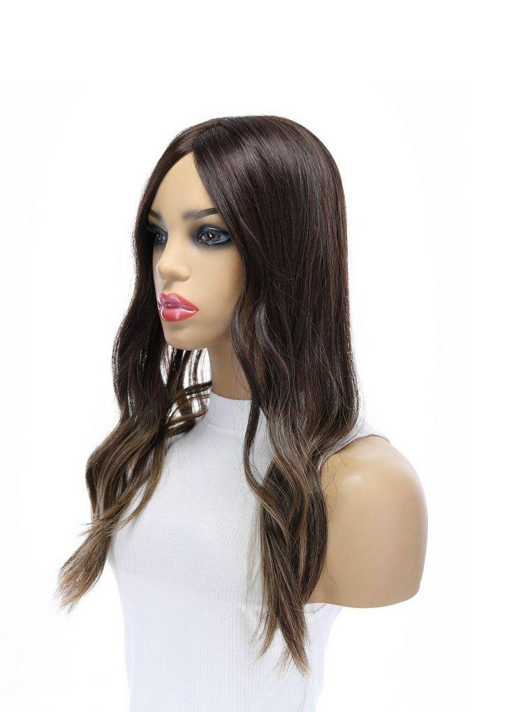 20" Diamond Mono Top Topper Dark Brown Balayage