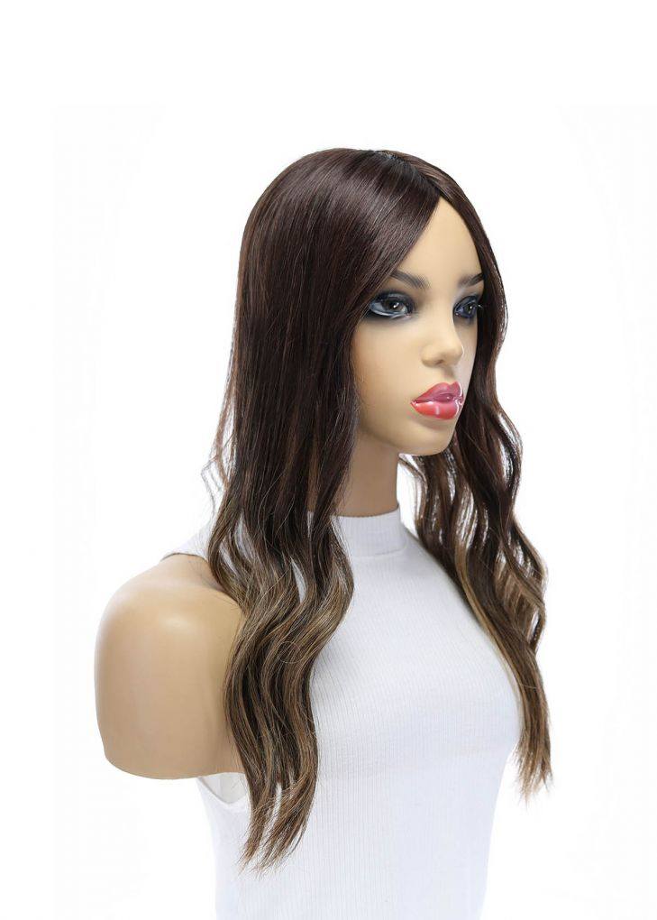 20" Diamond Mono Top Topper Dark Brown Balayage