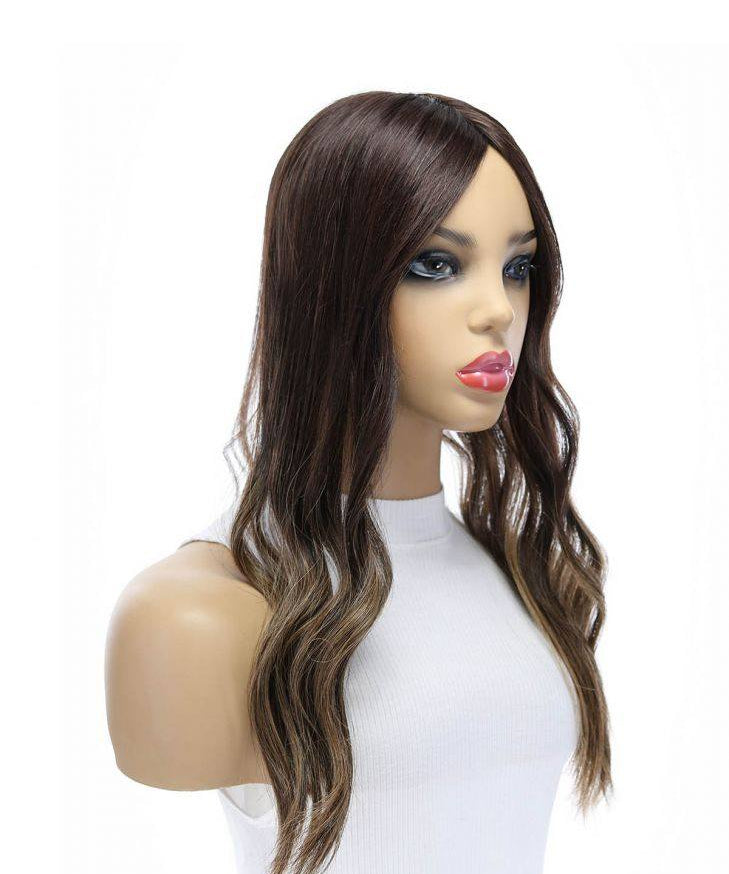 20" Diamond Mono Top Topper Dark Brown Balayage