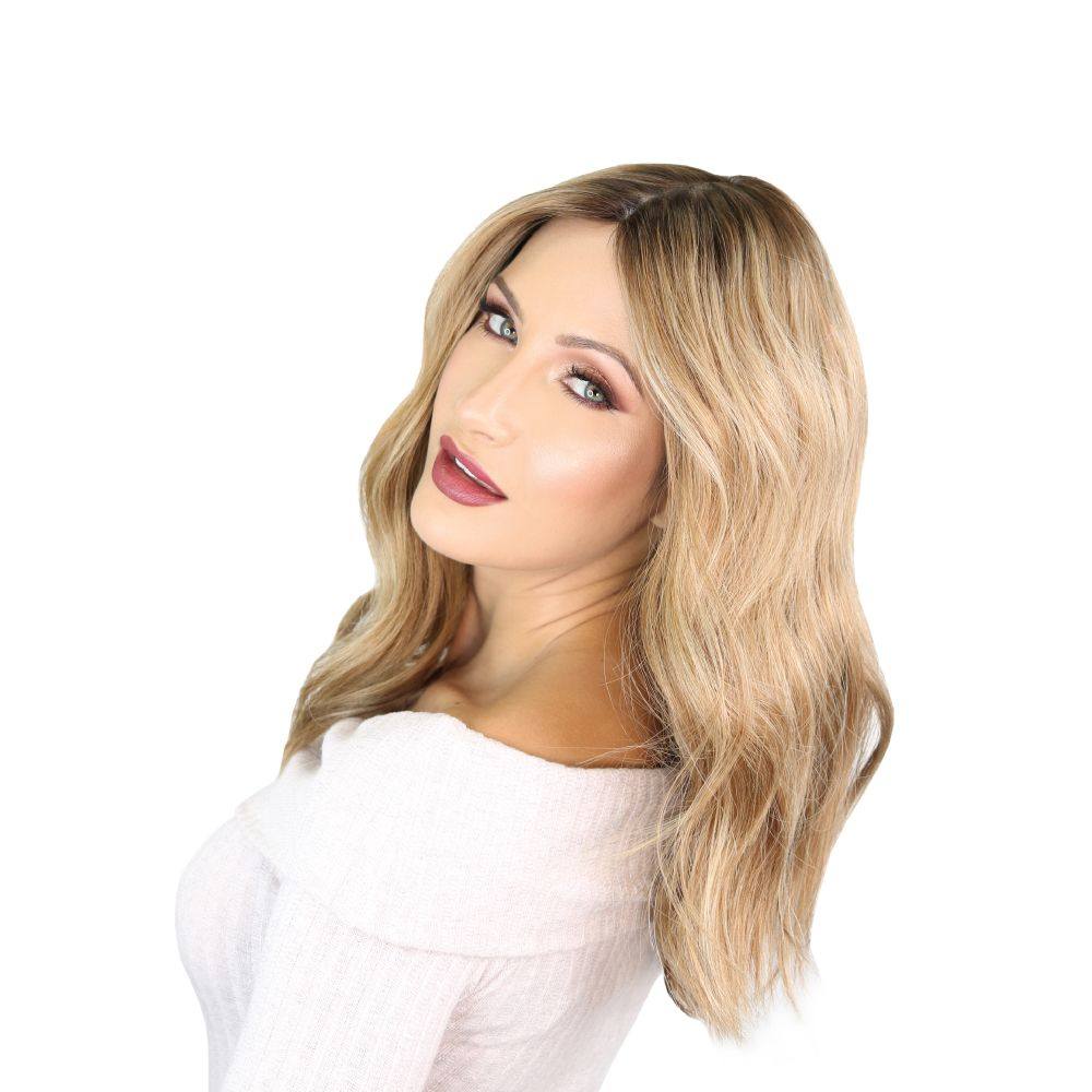 19" Nicole Silk Top Wig Medium Blonde w/ Rooting
