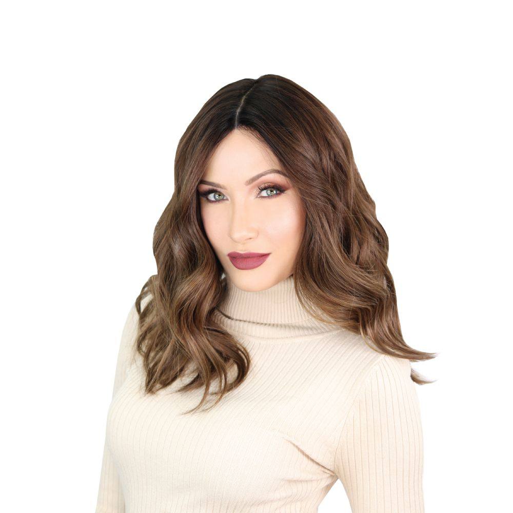 19" Nicole Silk Top Wig Medium Brown Babylight w/ Rooting