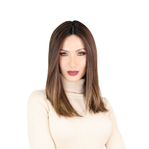 Grace Silk Top Wig Medium Brown Balayage w/ Rooting - 19" Nicole
