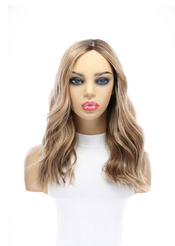 19" Nicole Silk Top Wig Medium Blonde w/ Rooting
