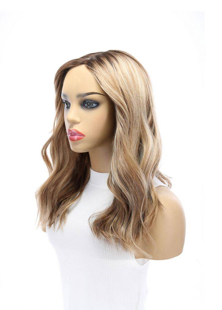 19" Nicole Silk Top Wig Medium Blonde w/ Rooting