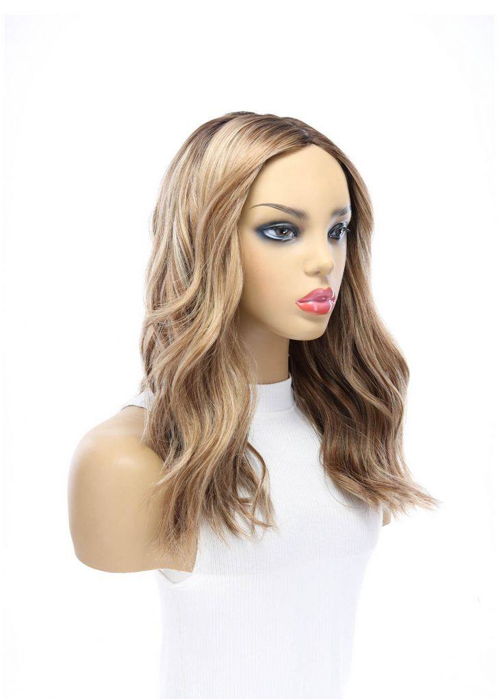 19" Nicole Silk Top Wig Medium Blonde w/ Rooting