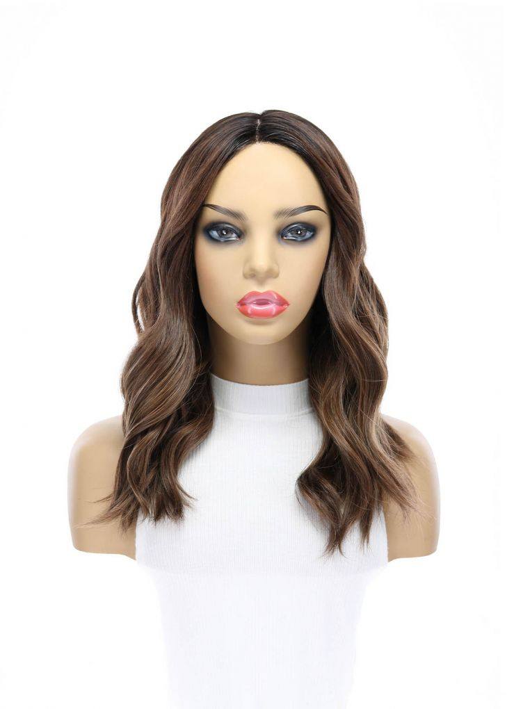 19" Nicole Silk Top Wig Medium Brown Babylight w/ Rooting
