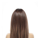 19" Nicole Silk Top Wig Medium Brown Balayage w/ Rooting