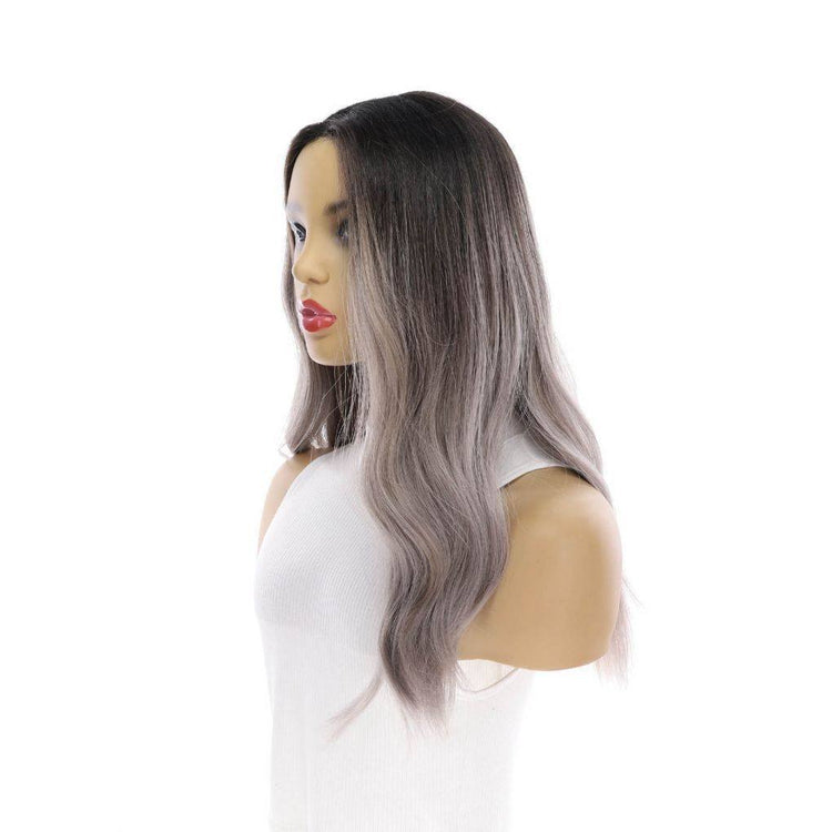 20" Divine Lace Top Wig Silver Smoke Grey w/ Rooting