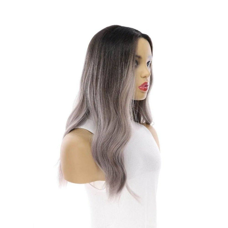 20" Divine Lace Top Wig Silver Smoke Grey w/ Rooting