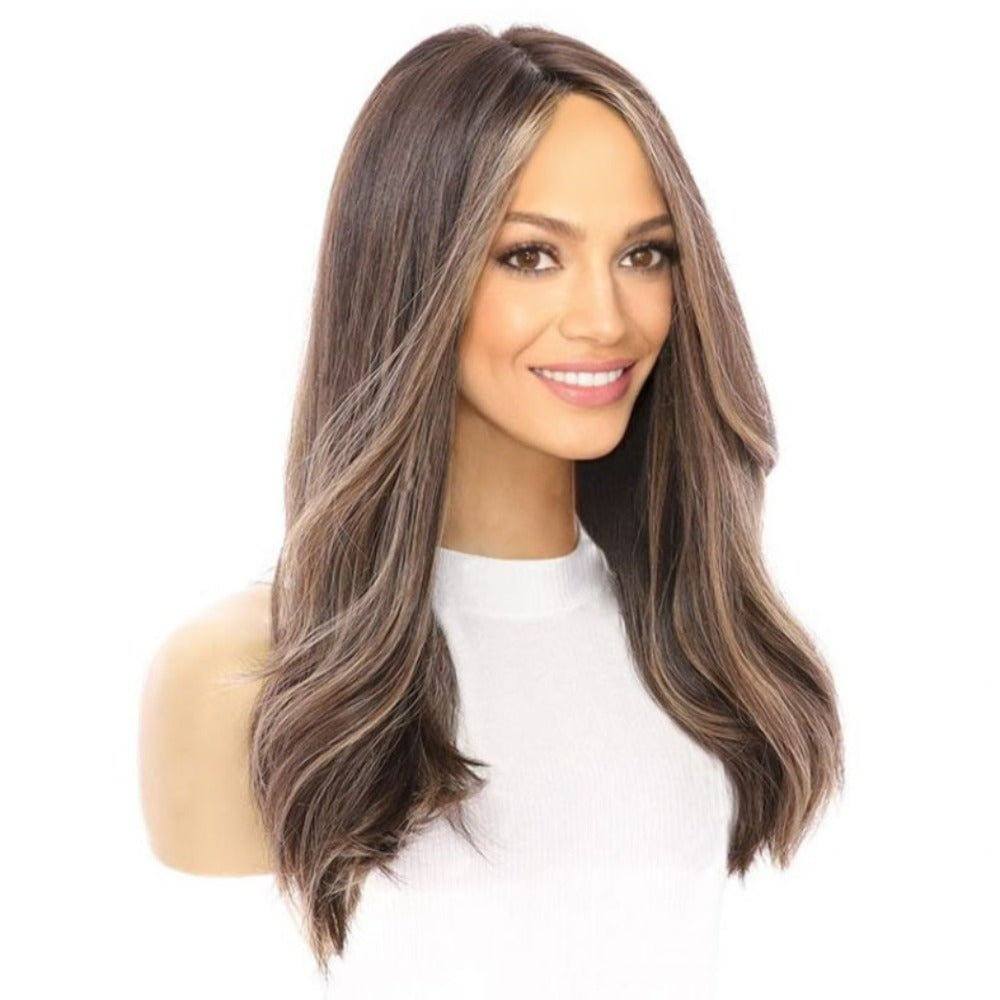 20" Luxe Silk Top Wig #Dark Brown w/ Honey Blonde Balayage