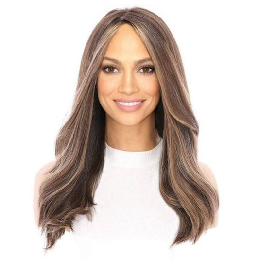 20" Luxe Silk Top Wig #Dark Brown w/ Honey Blonde Balayage