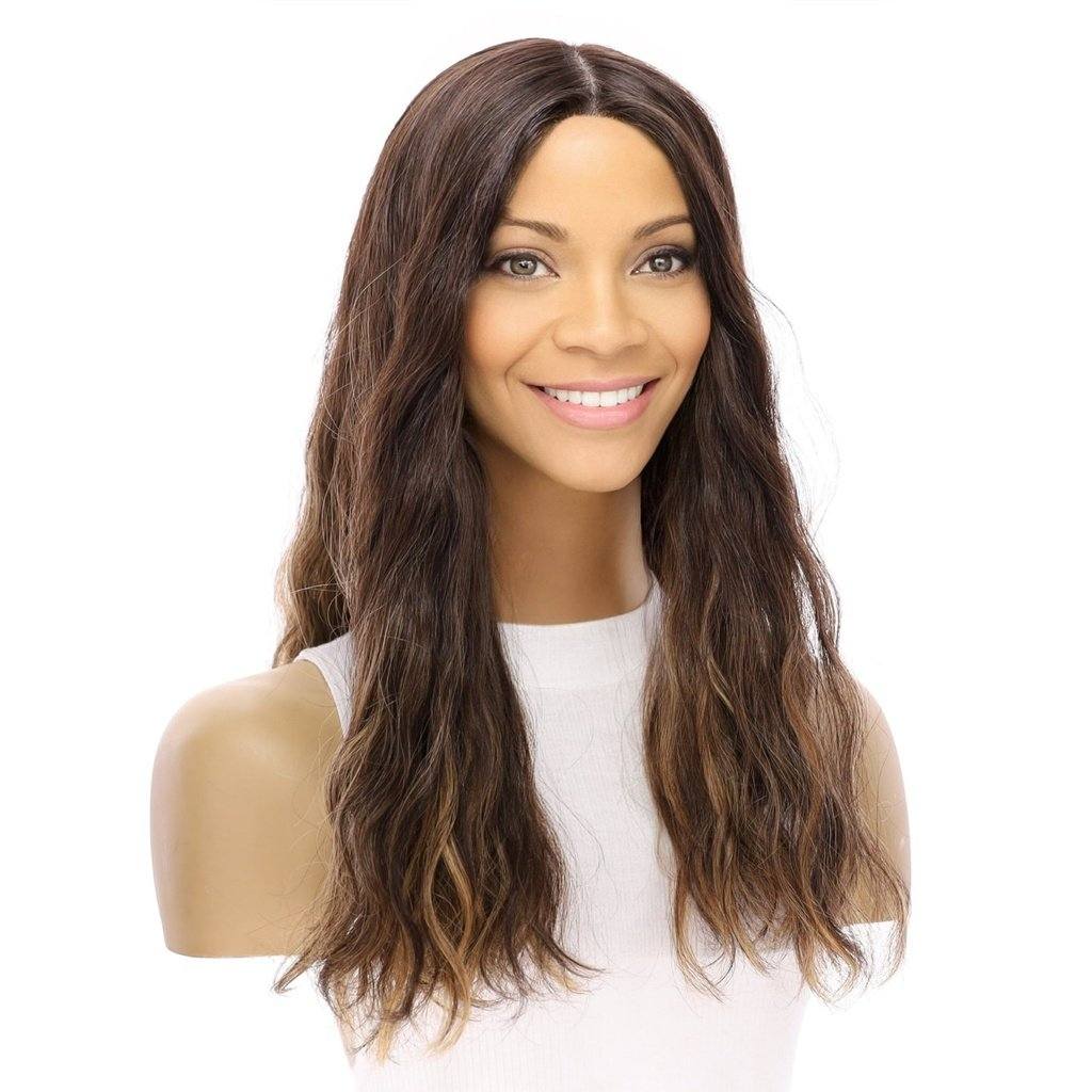 20" Princess Silk Top Wig Dark Brown Balayage Wavy