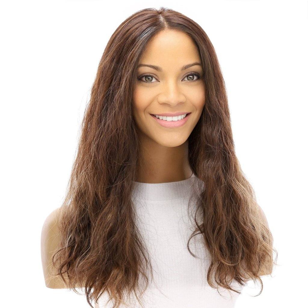 20" Princess Silk Top Wig Medium Brown Balayage Wavy