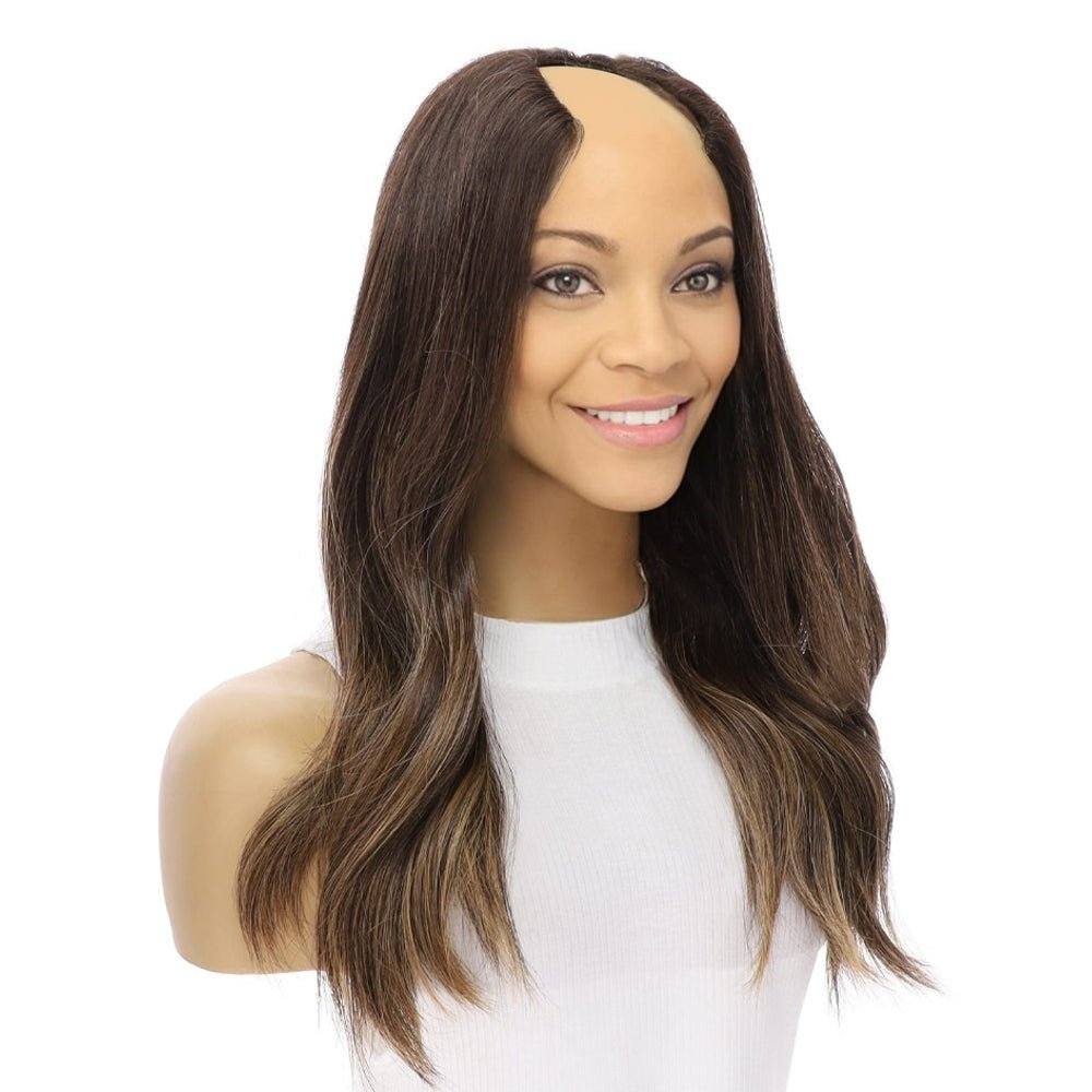20" U-Shape Wig Dark Brown Balayage