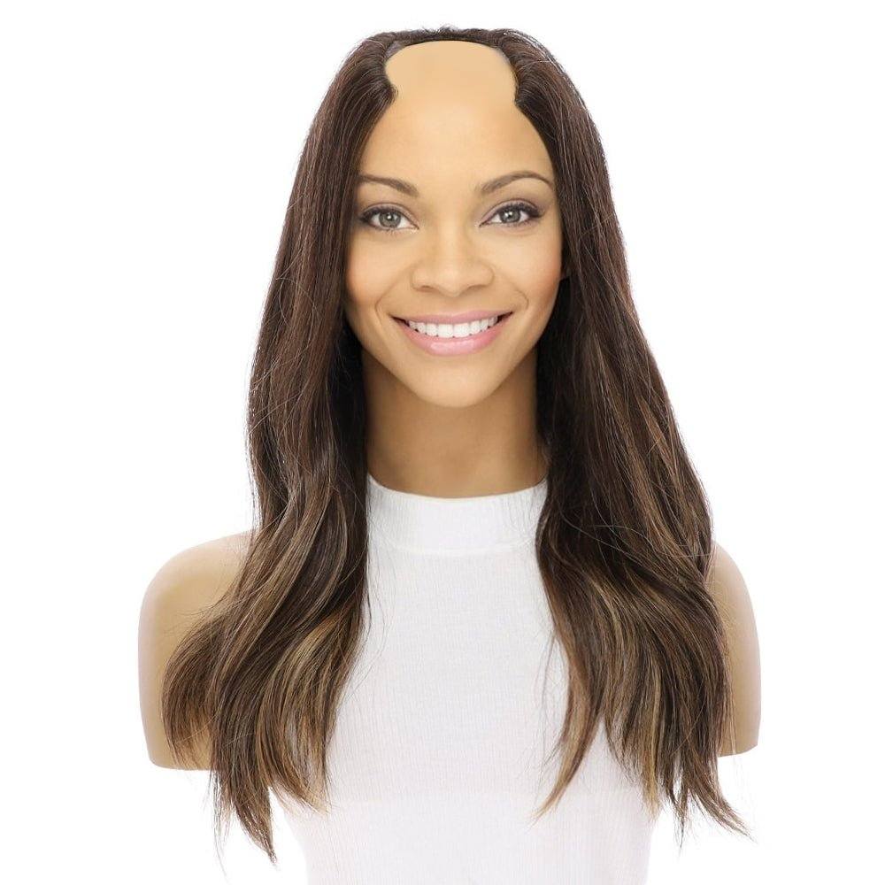 20" U-Shape Wig Dark Brown Balayage
