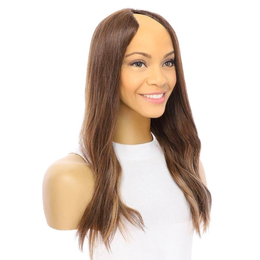 20" U-Shape Wig Medium Brown Balayage