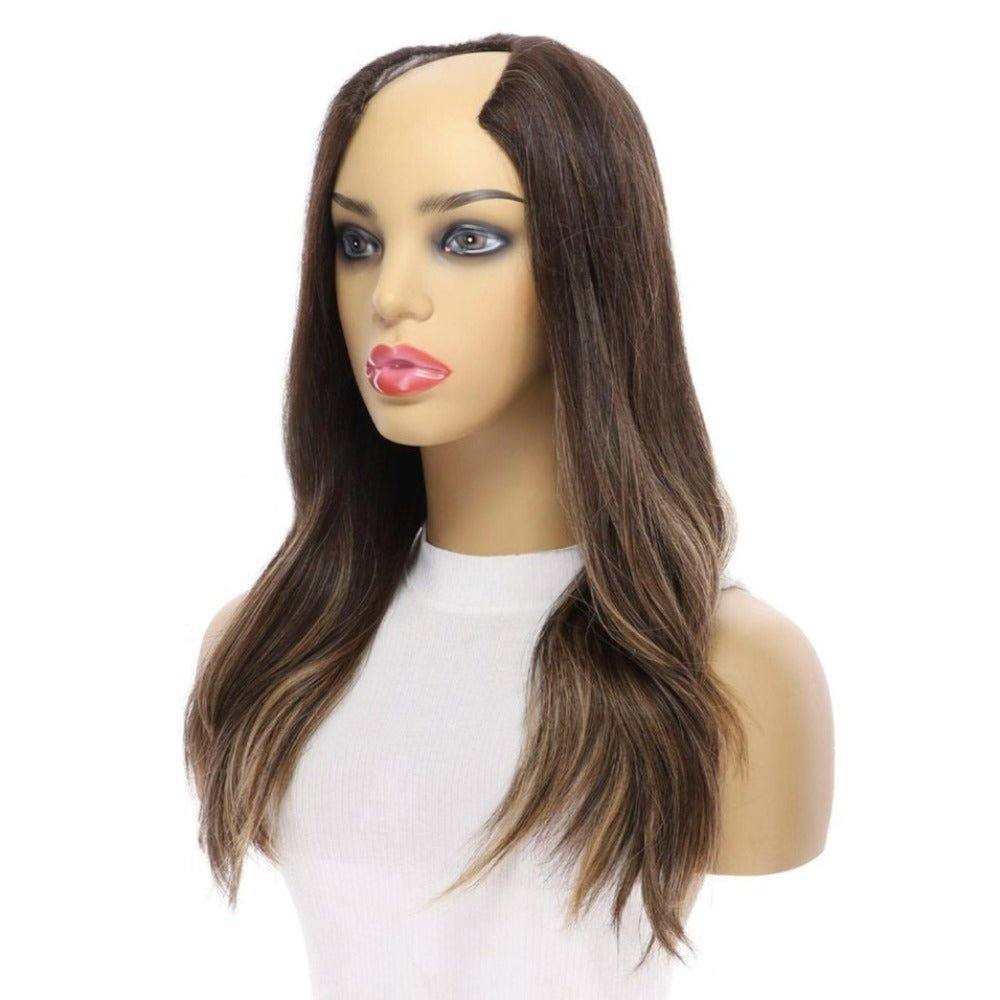 20" U-Shape Wig Dark Brown Balayage