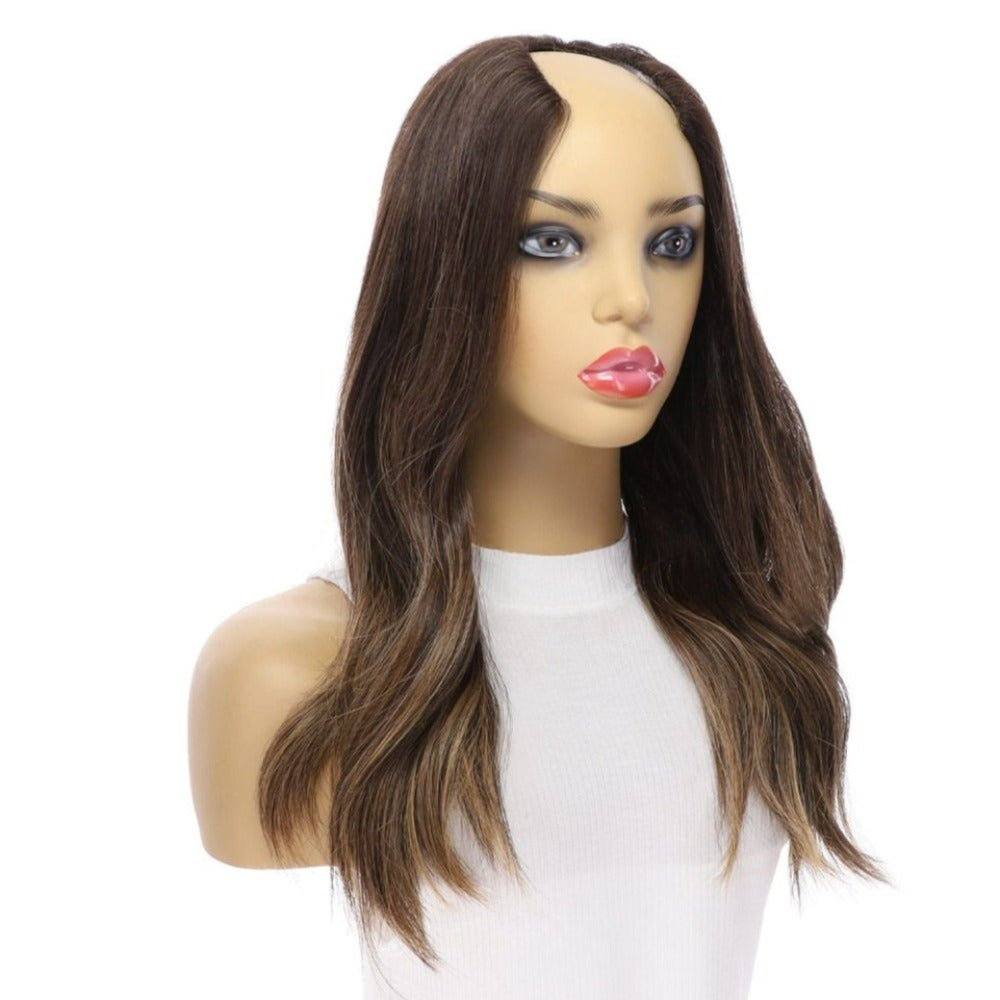 20" U-Shape Wig Dark Brown Balayage