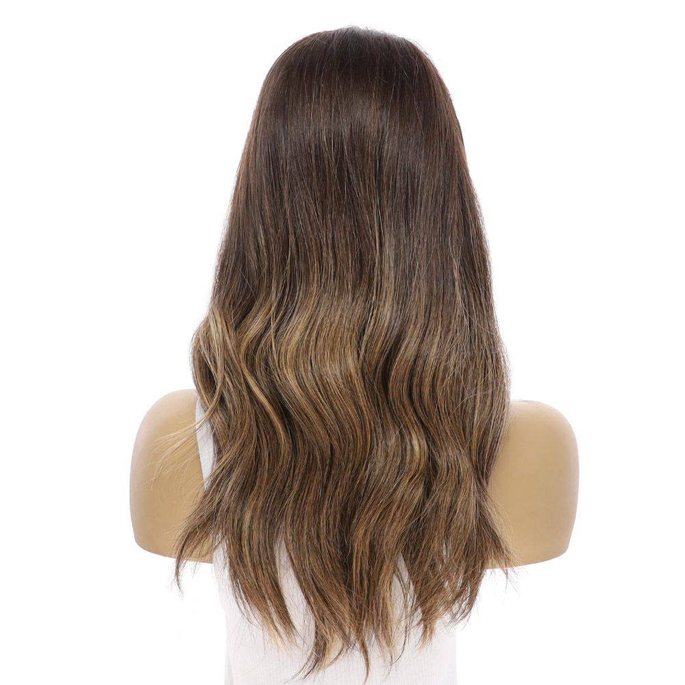 20" U-Shape Wig Dark Brown Balayage