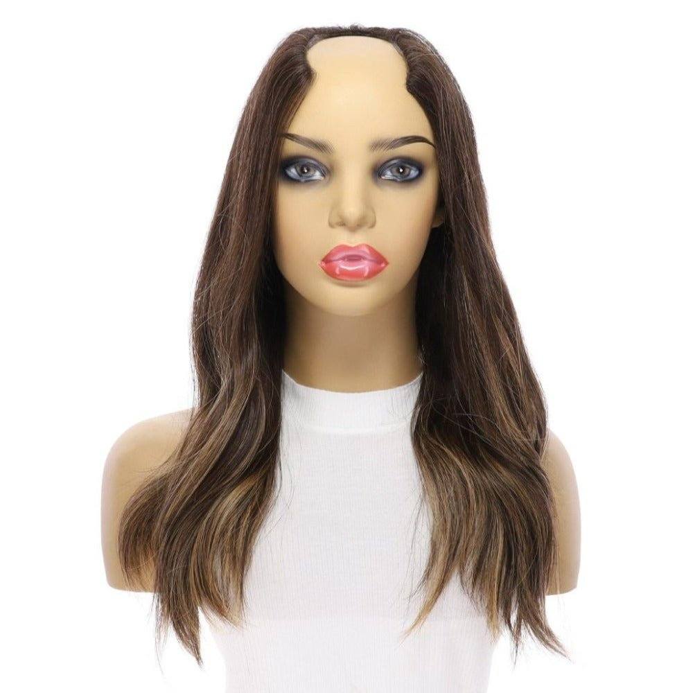 20" U-Shape Wig Dark Brown Balayage