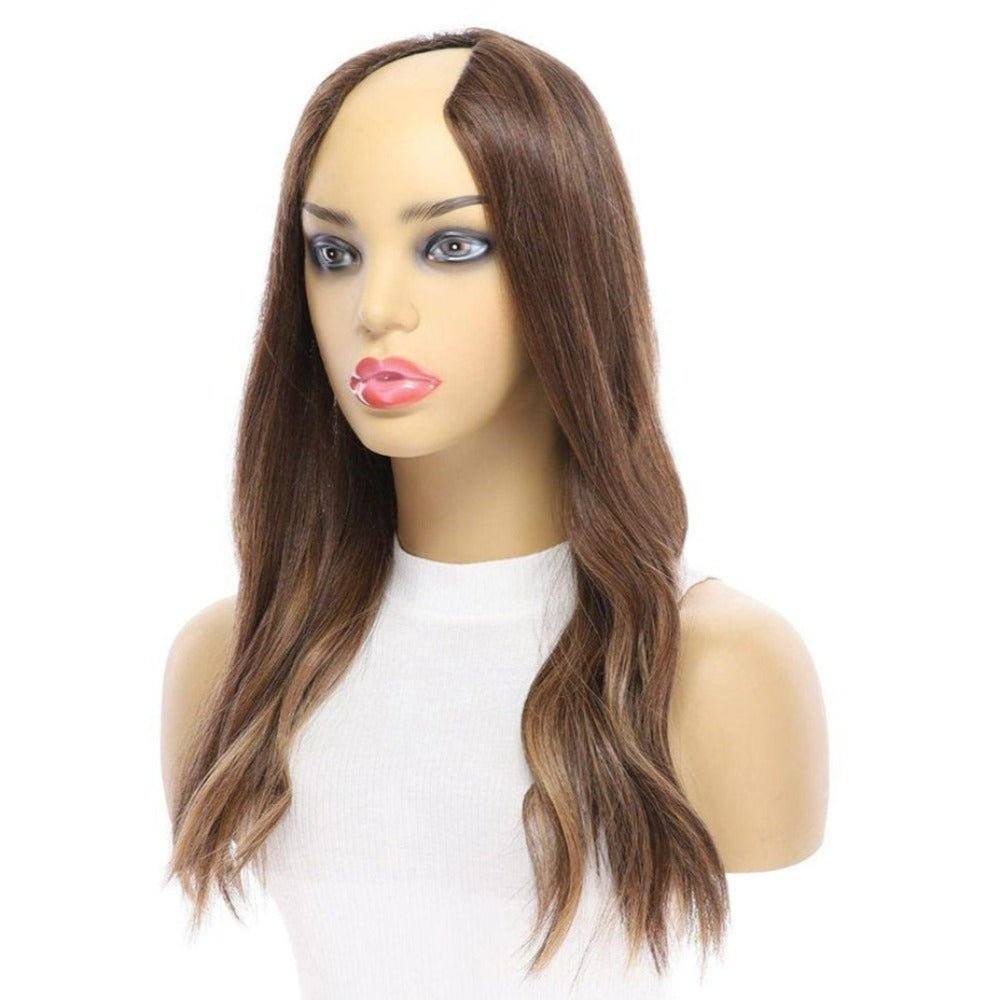 20" U-Shape Wig Medium Brown Balayage