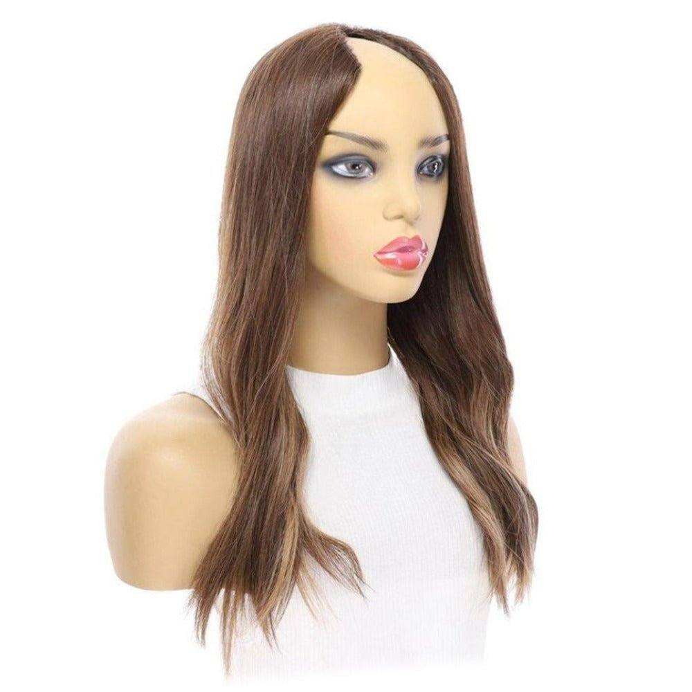 20" U-Shape Wig Medium Brown Balayage